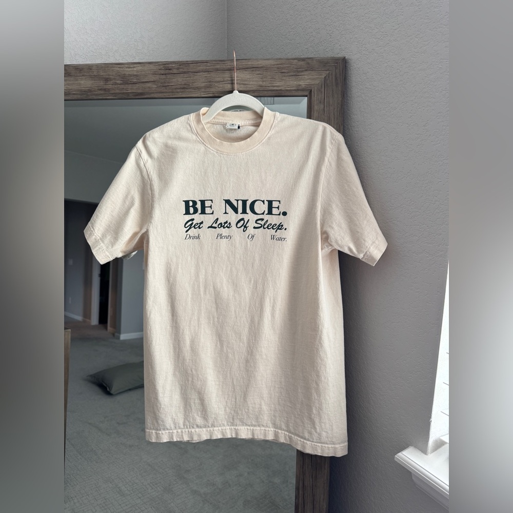 Sporty & Rich Cream Short Sleeve Tee Minimalist Design